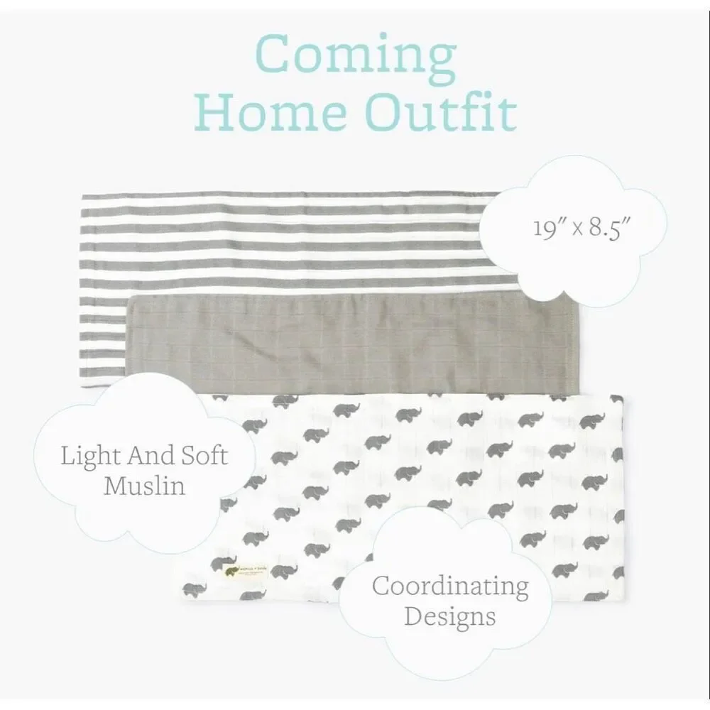 NWT Monica and Andy Organic Cotton 8 piece Blanket and Burp Cloth Bundle - Gende